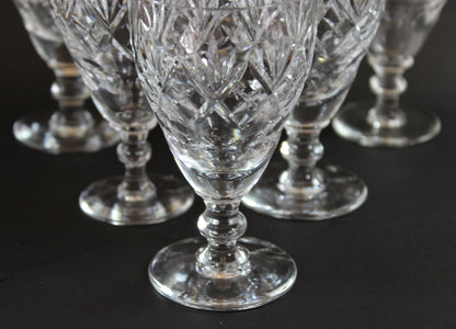 Webb Corbett Crystal, Claret Wine Glasses, Georgian Pattern