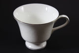 Wedgwood Silver Ermine Bone China,  Footed Teacup and Saucer
