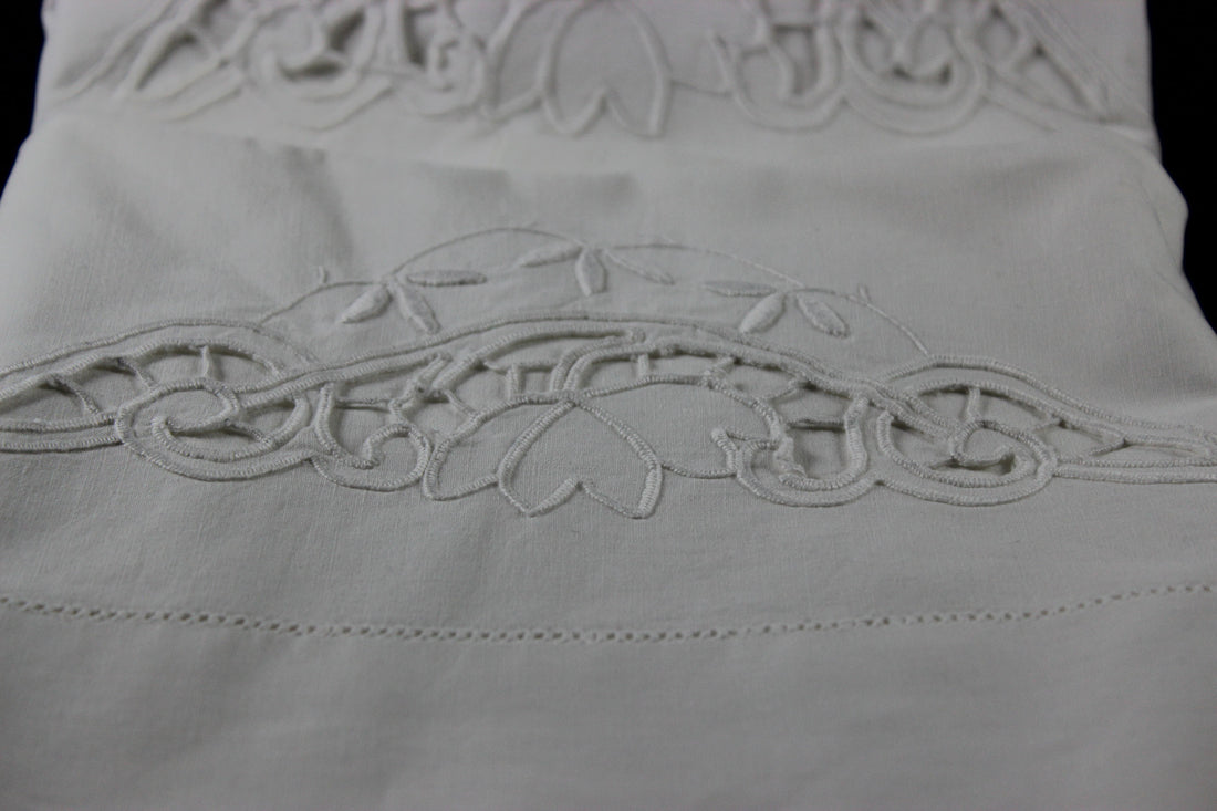 Vintage White Cut Work Embroidered Pillowcases