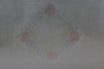 Double Damask Large Linen Dinner Napkins, Hand Painted Floral