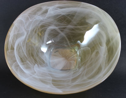 Art Glass Bowls, Yellow with White Swirls