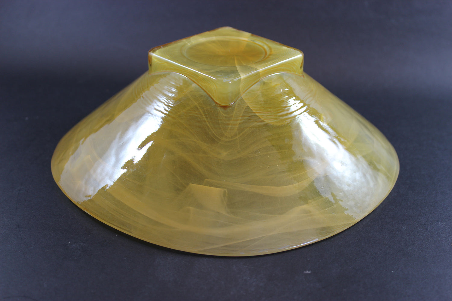 Art Glass Bowls, Yellow with White Swirls