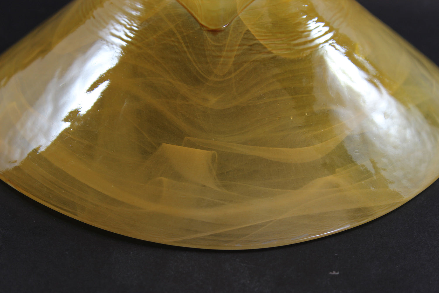 Art Glass Bowls, Yellow with White Swirls