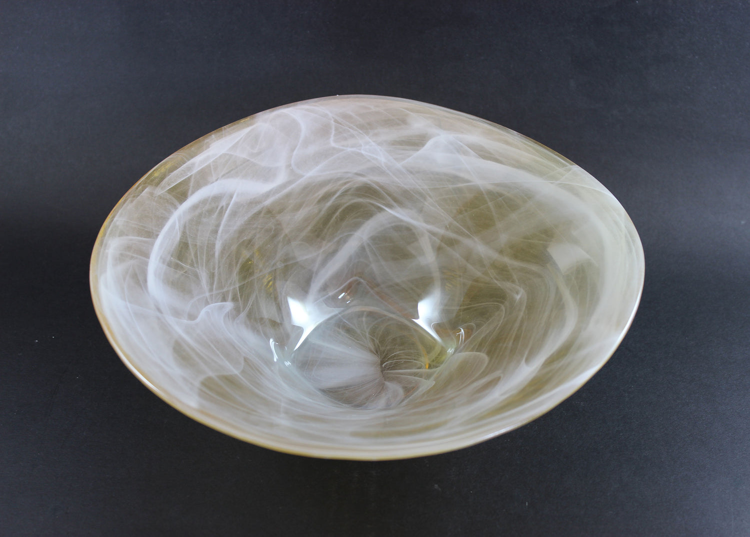 Art Glass Bowls, Yellow with White Swirls