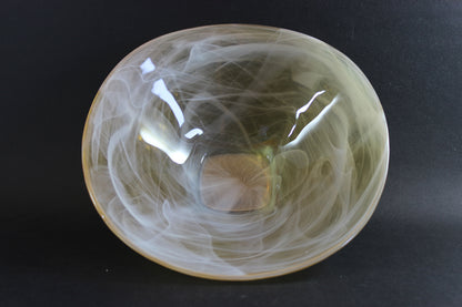 Art Glass Bowls, Yellow with White Swirls