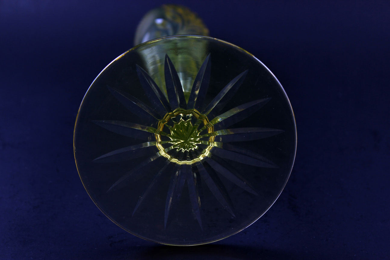 Rare Yellow Cut Glass Bud Vase ABP McKee