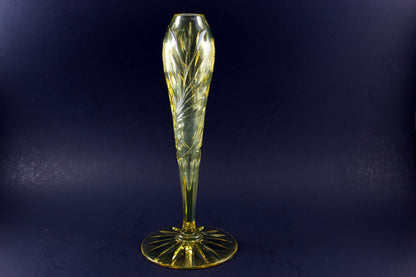Rare Yellow Cut Glass Bud Vase ABP McKee