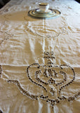 Antique Linen and Lace Tablecloth