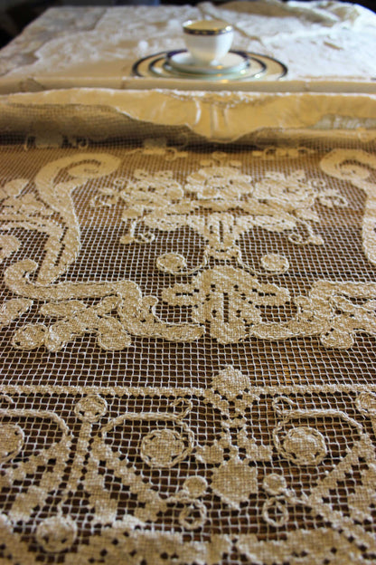 Antique Linen and Lace Tablecloth