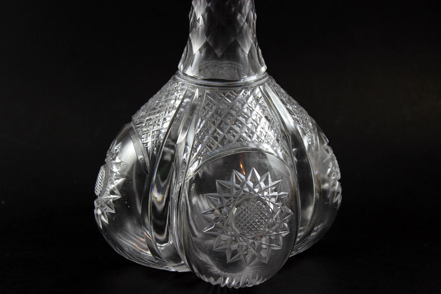 Brilliant Cut Glass Decanter with Sterling Collar 