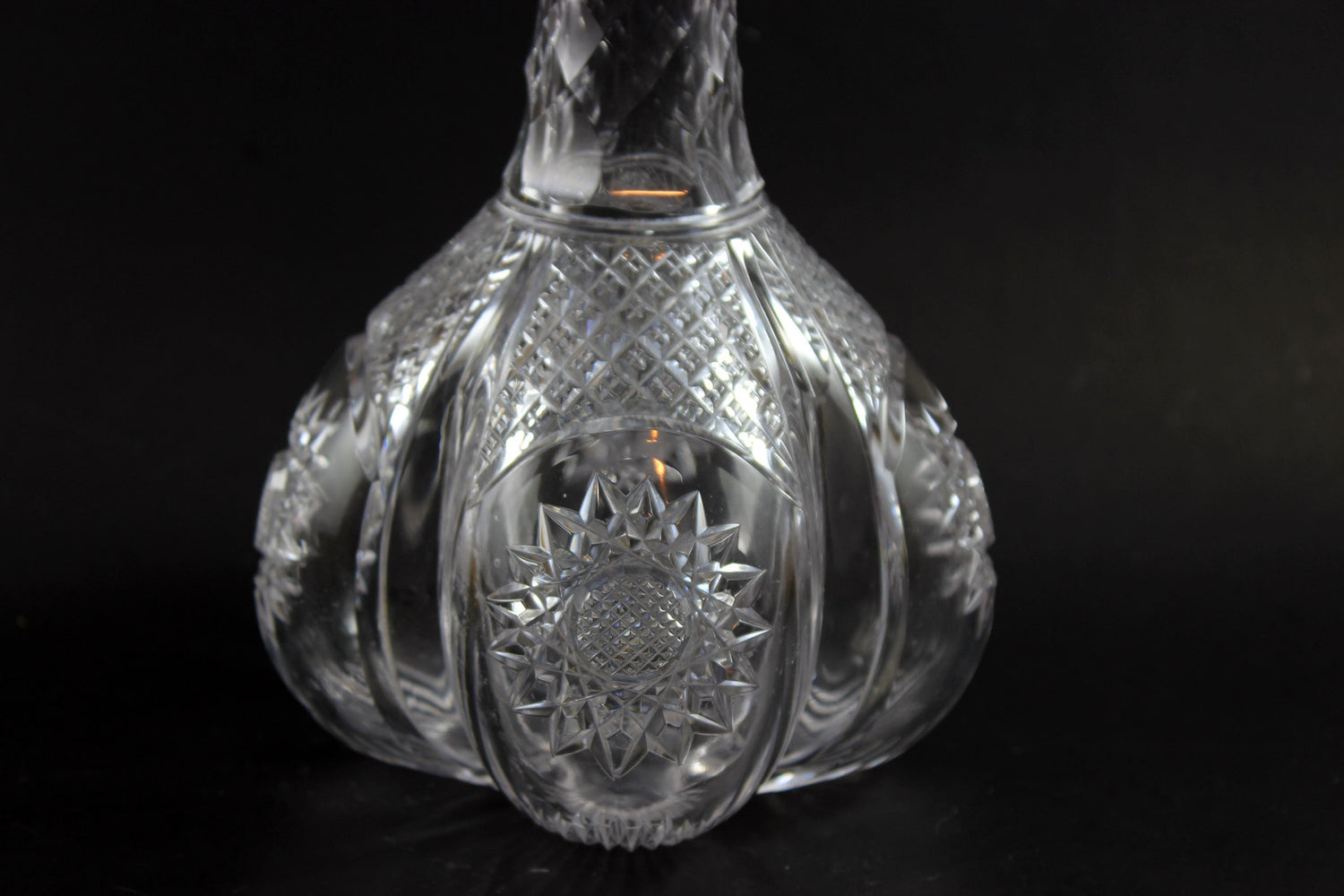 Brilliant Cut Glass Decanter with Sterling Collar