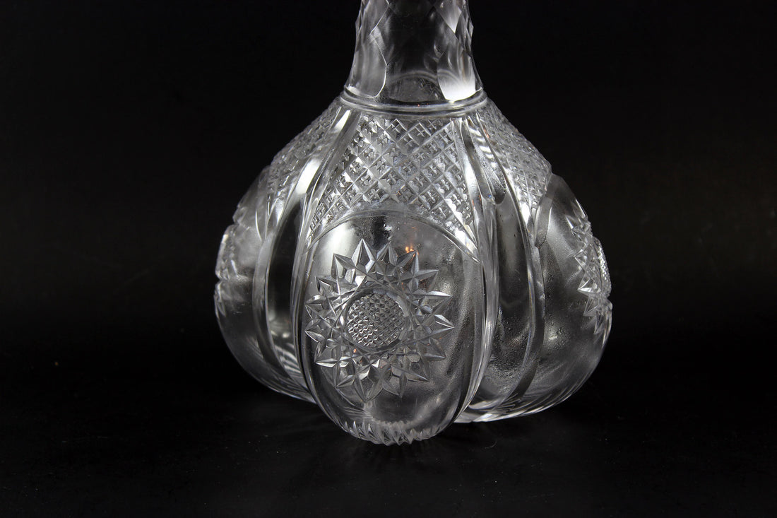 Brilliant Cut Glass Decanter with Sterling Collar