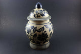 Blue and Grey Hand Painted Pottery Urn