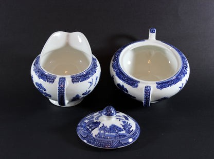 Blue Willow, Creamer and Sugar, Johnson Brothers