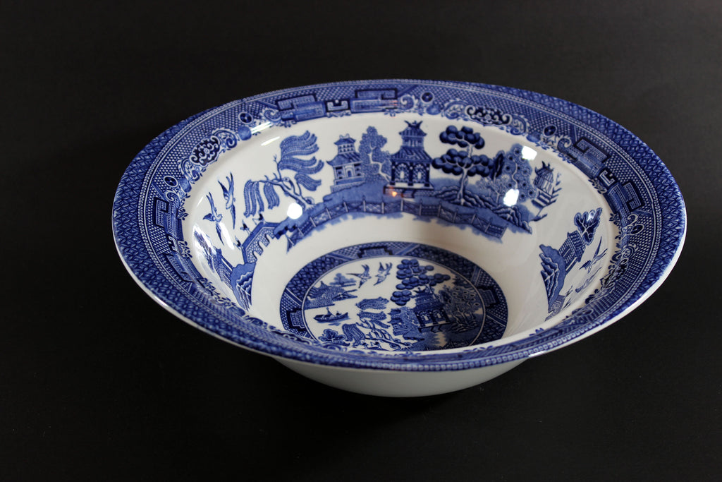 Blue willow top serving bowl