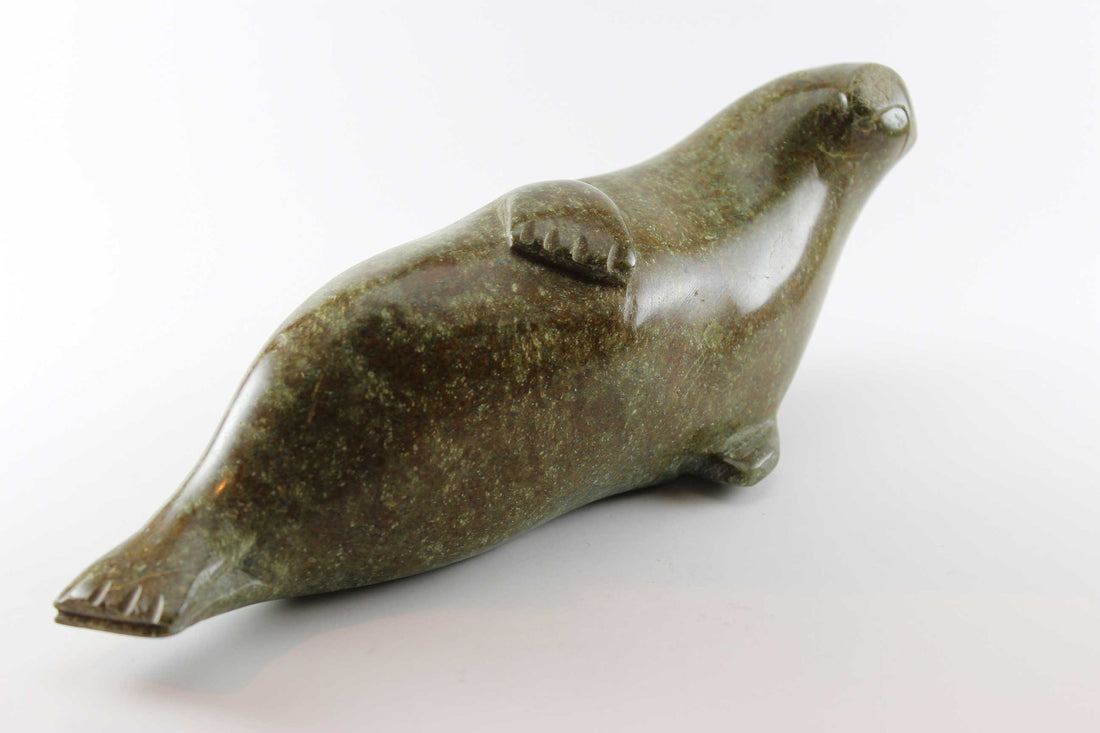 Inuit Sculpture-Large Brown Seal-Joanasie Lyta