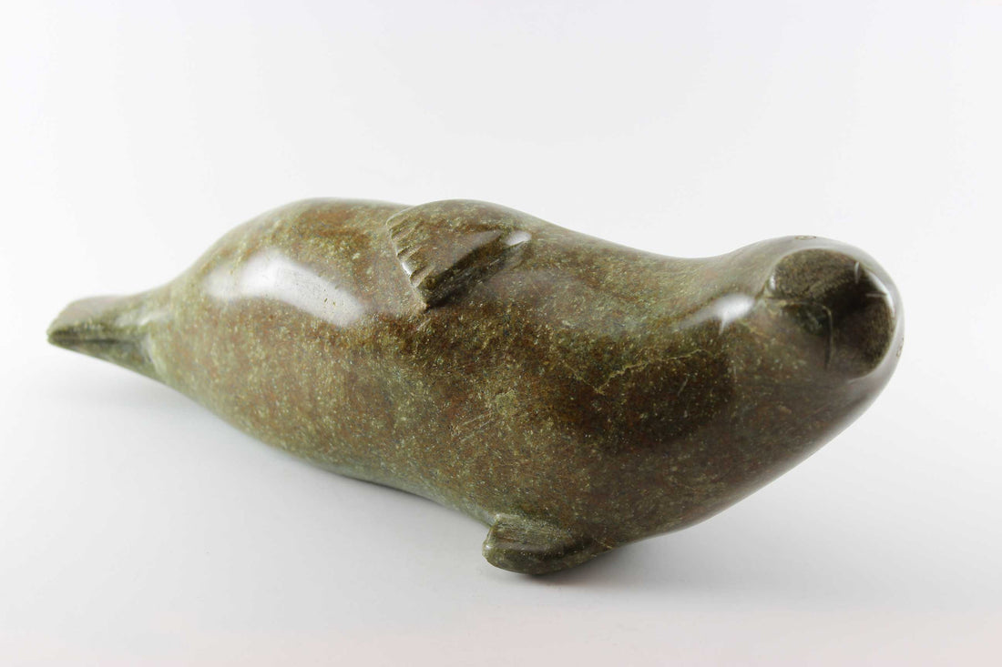 Inuit Sculpture-Large Brown Seal-Joanasie Lyta