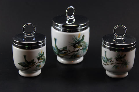 Royal Worcester Egg Coddlers, Wren and Finches Birds 