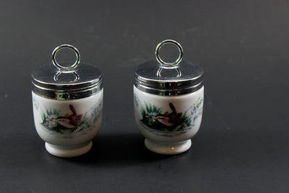 Royal Worcester Egg Coddlers, Wren and Finches Birds 