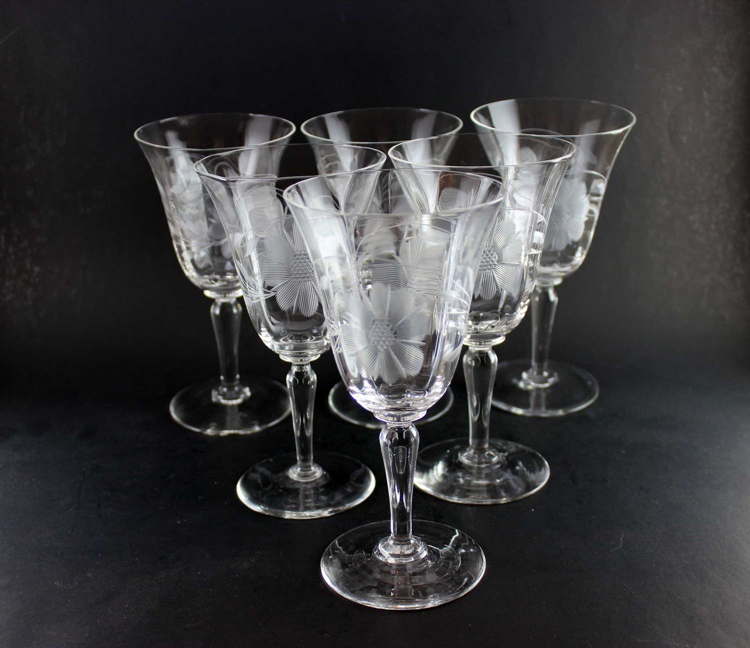 Hughes Cornflower Crystal Water/Red Wine Goblets