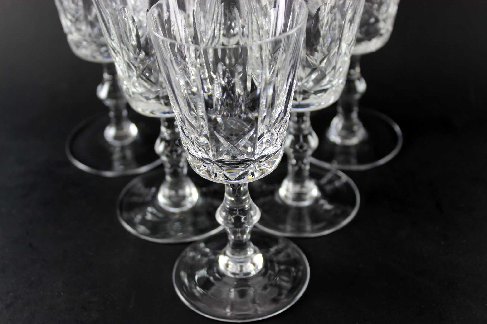 Cross and Olive Crystal Sherry/Port Glasses