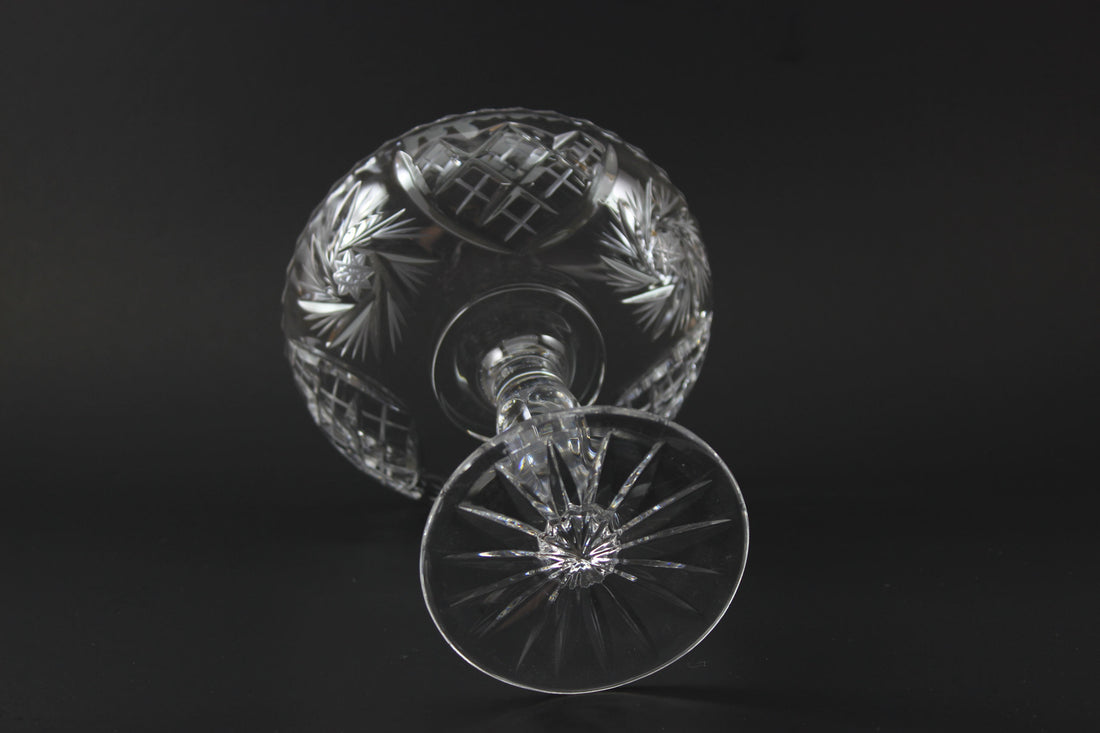 Czech Bohemia Pinwheel Crystal Pedestal Candy Dish