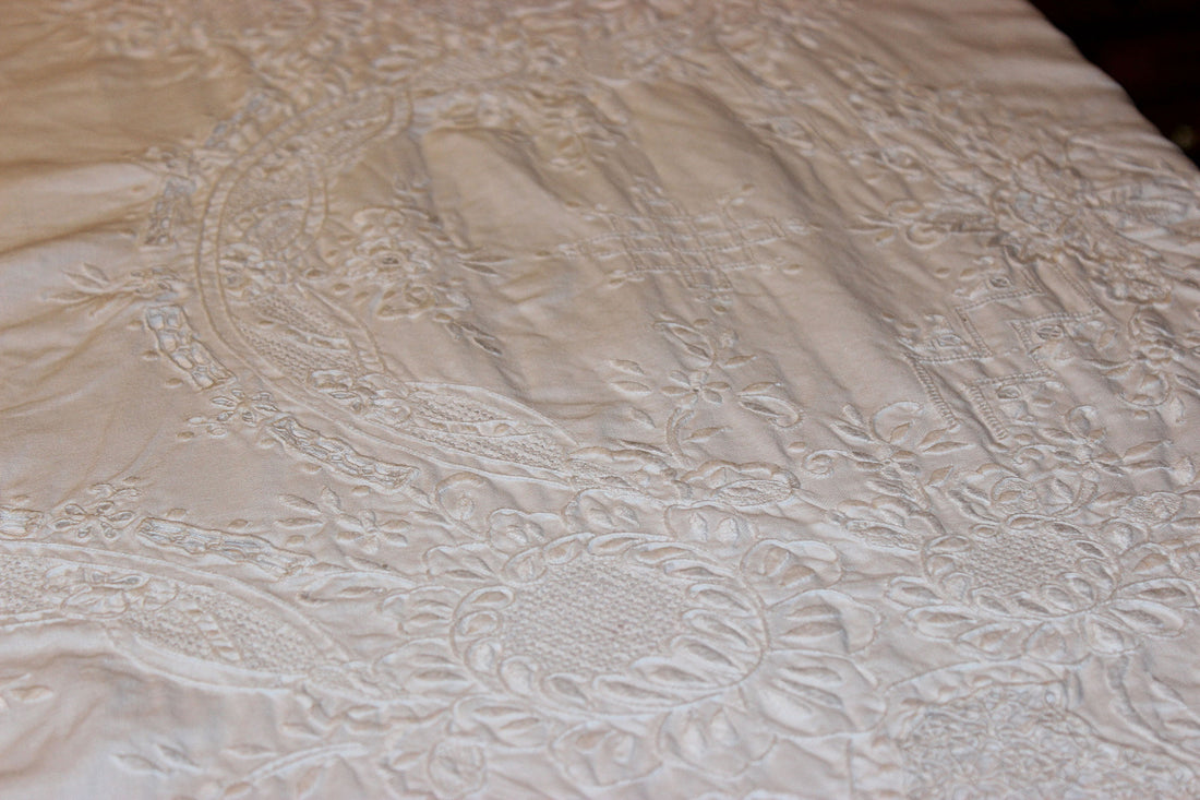 Madeira Embroidery and Linen Tablecloth