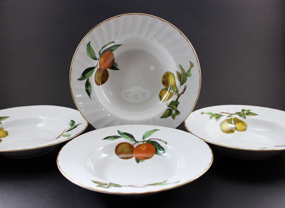 Evesham Gold, Royal Worcester, Rimmed Soup Bowls