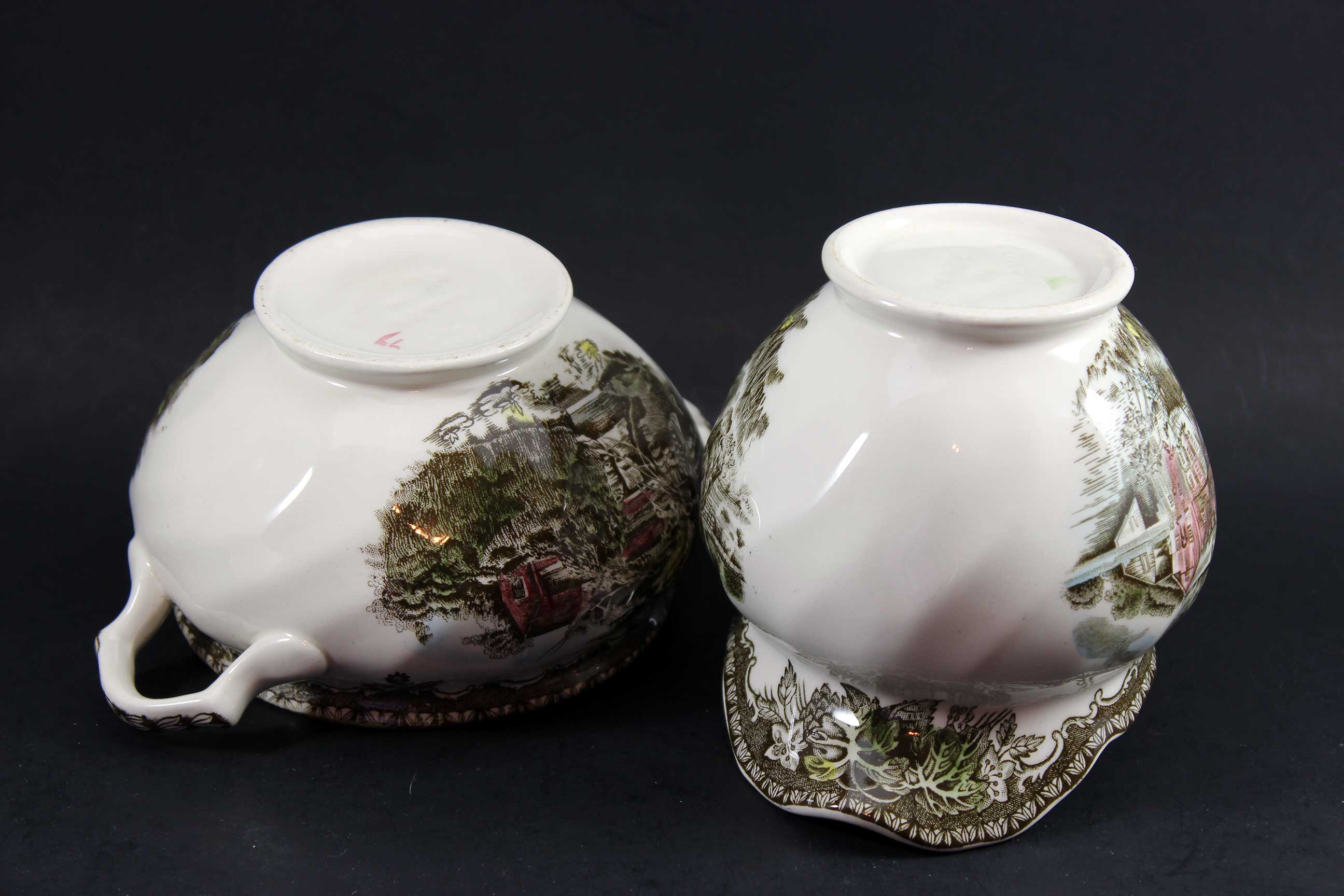 Johnson sold bro the friendly village teapot creamer and sugar