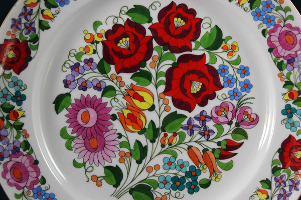 Kalocsa Hungary, Handpainted Wall Plate, Traditional Pattern