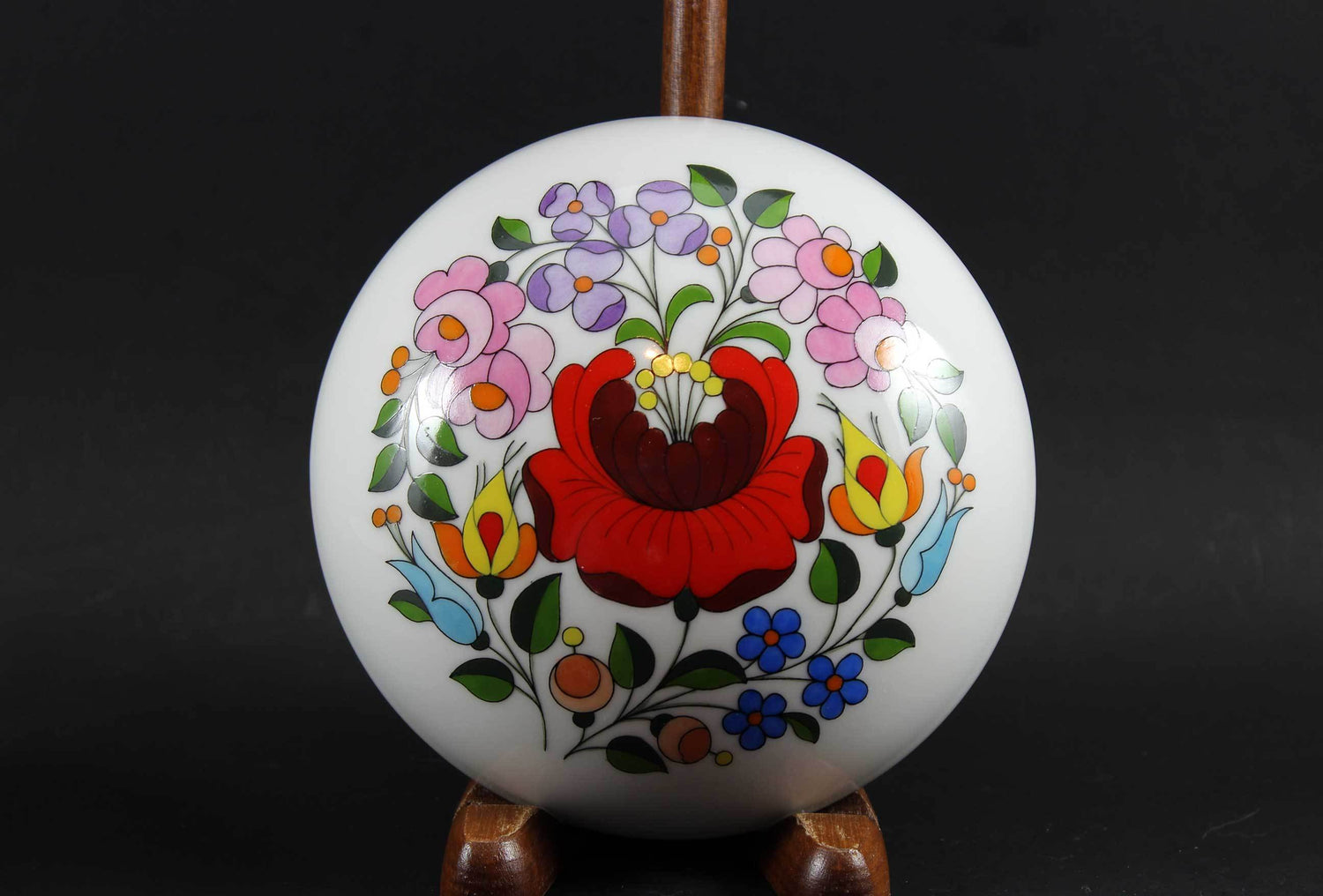 Kalocsa Hungary, Handpainted Trinket Box, Traditional Pattern