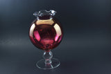 Cranberry Glass Rosebowl Pedestal Vases