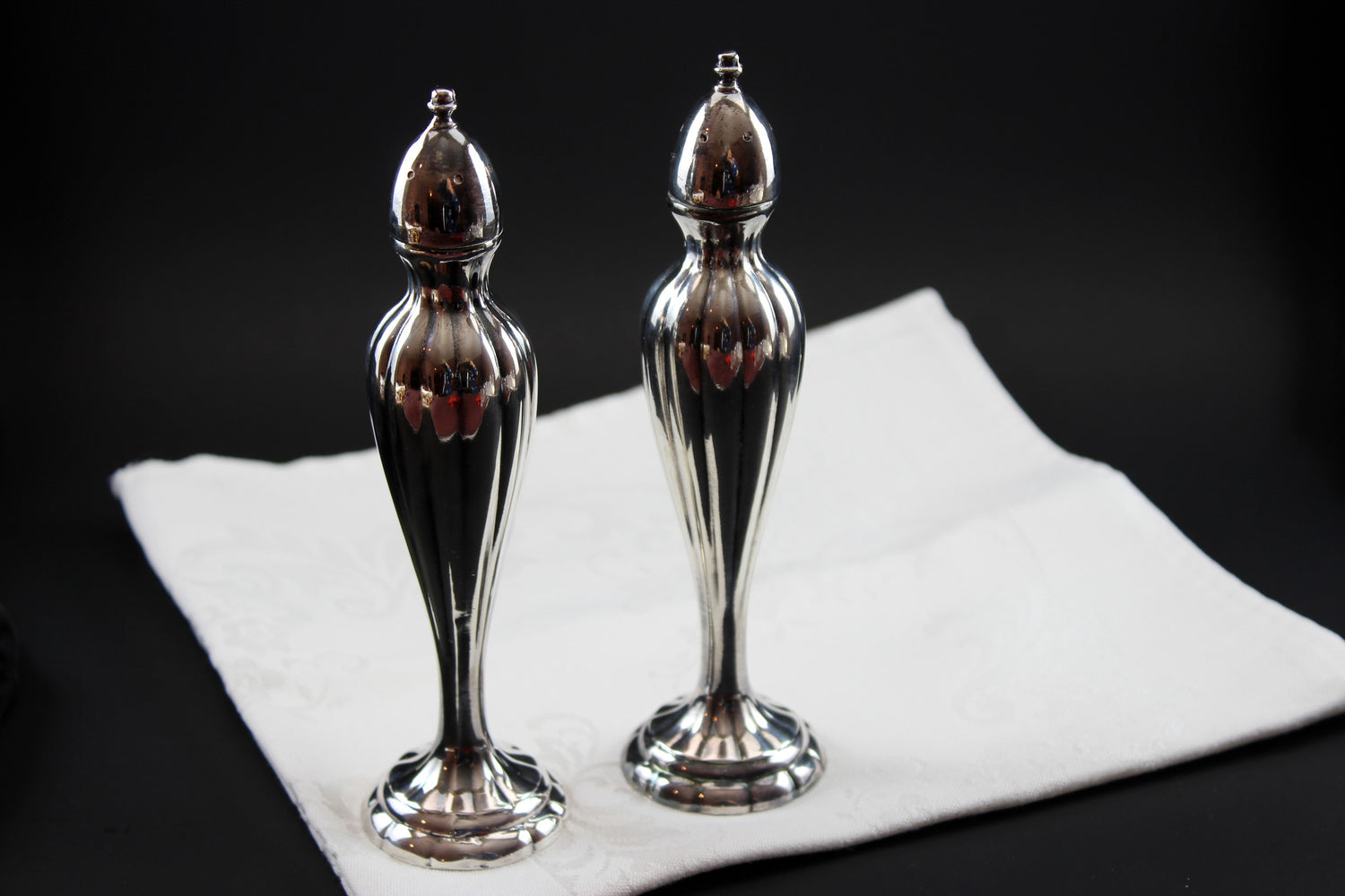 Silverplate Salt &amp; Pepper Shakers Vintage Art Deco