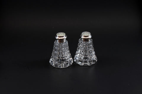 Crystal Salt & Pepper with Sterling/Mother of Pearl Cap
