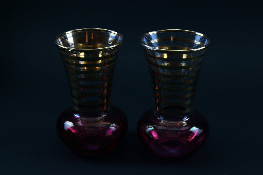 Cranberry Glass Bud Vases (2)