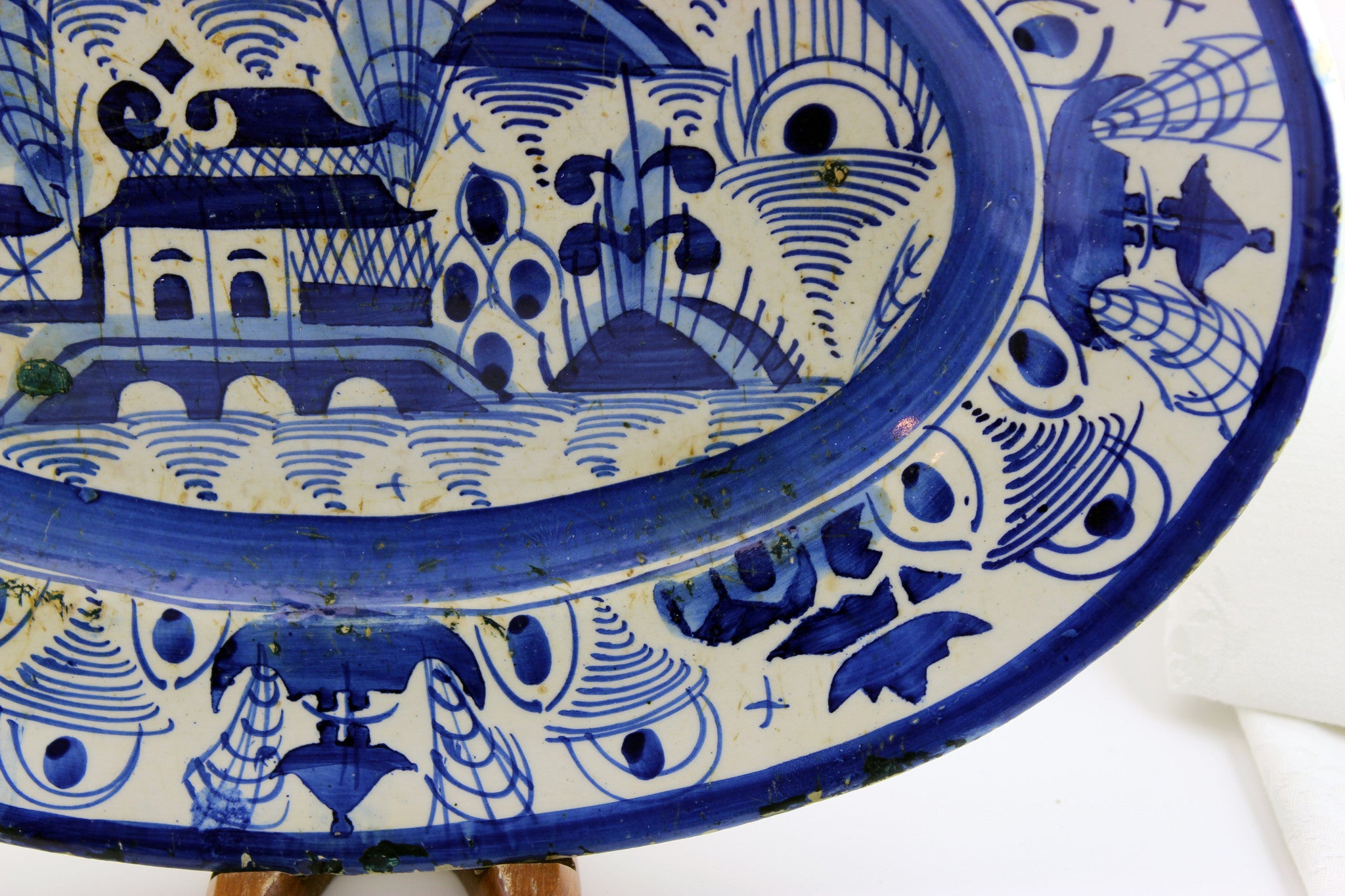 Chinese Export Large Canton Platter, Blue White,19th C.