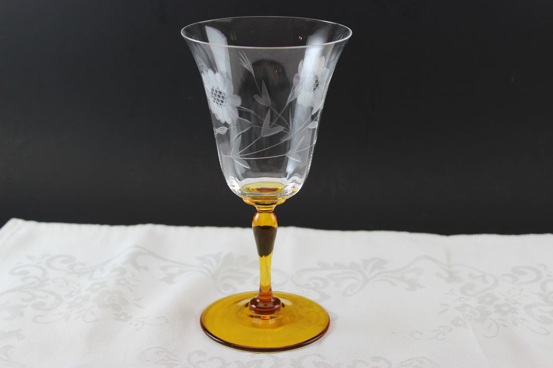 Cornflower Crystal Amber Stem Goblets