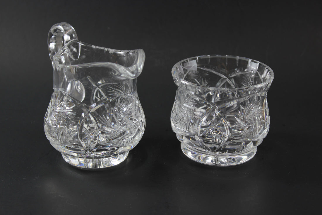 Pinwheel Medium Crystal Cream and Sugar Set