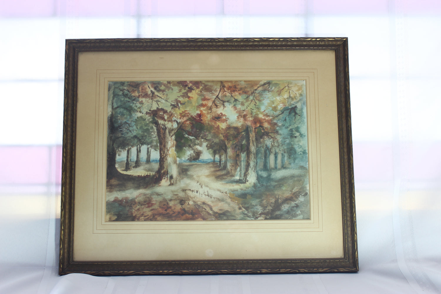 Antique Watercolour, Fall Landscape