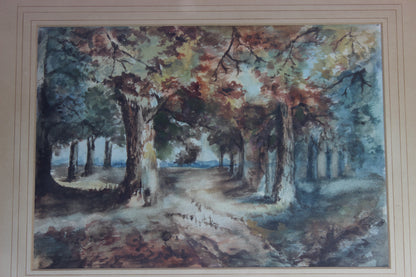 Antique Watercolour, Fall Landscape