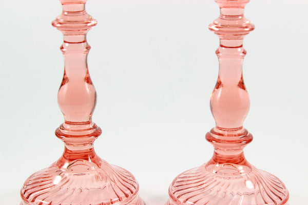 Imperial Twisted Optic Pink Candlesticks