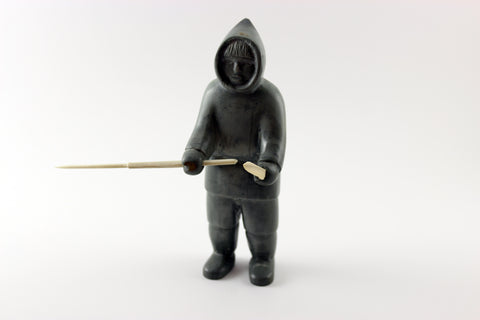 Inuit Soapstone Hunter with Knife and Spear