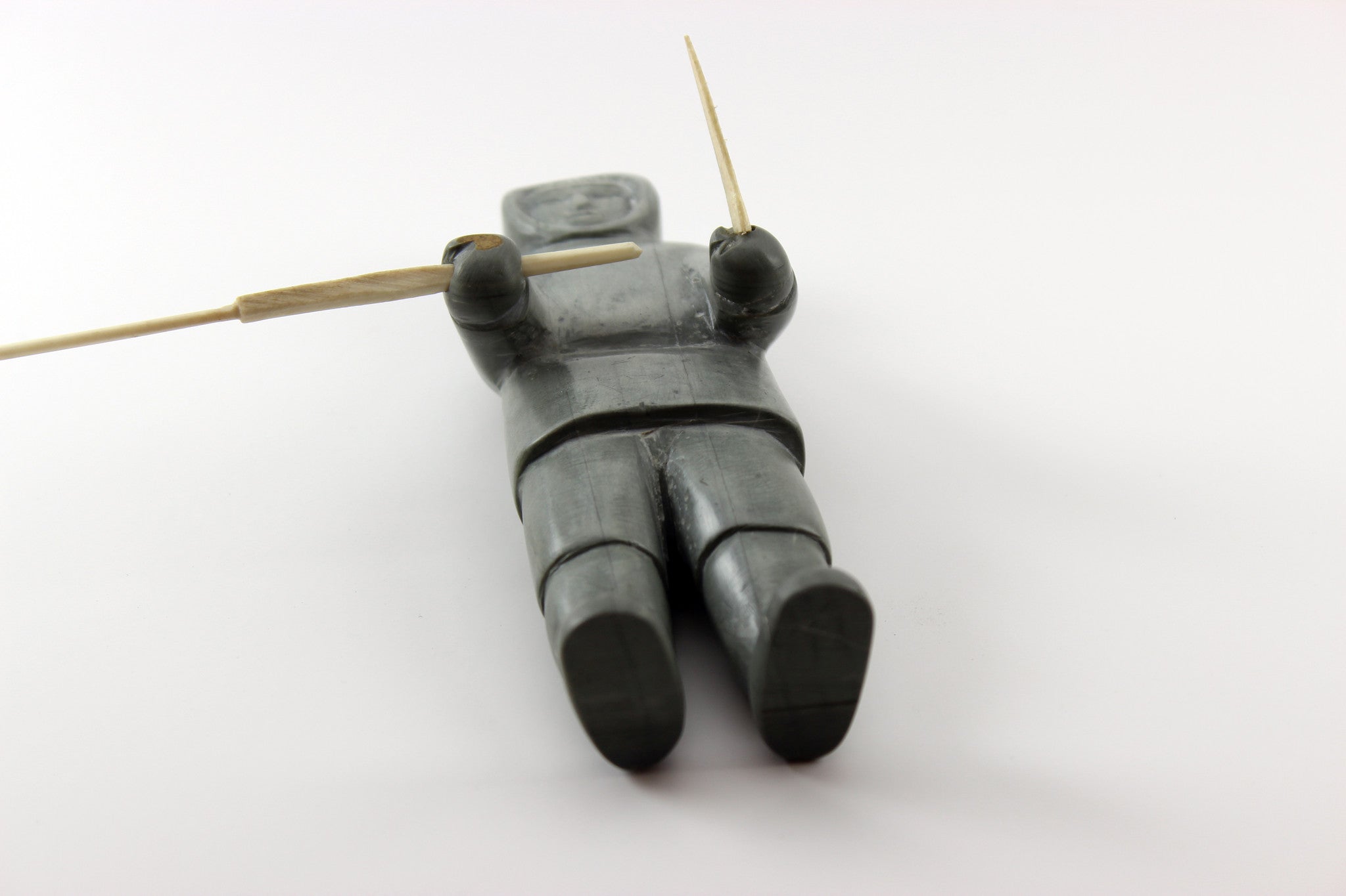 Inuit Soapstone Hunter with Knife and Spear
