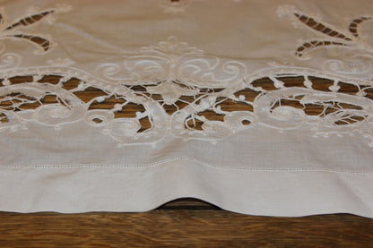 Vintage Linen Cut Work Table Topper