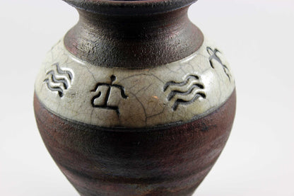Christopher Matti Raku Petroglyph Art Vase