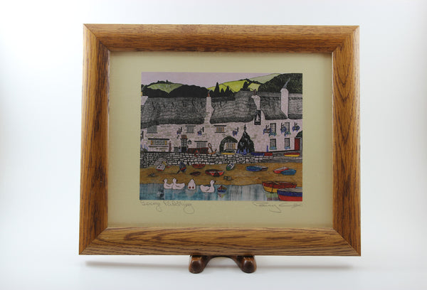 Penny Cox-Signed Print in Oak Frame-George Paddling