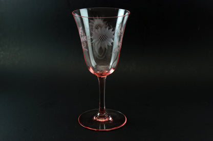 Pink Depression Glass Water Goblet (2) Jubilee