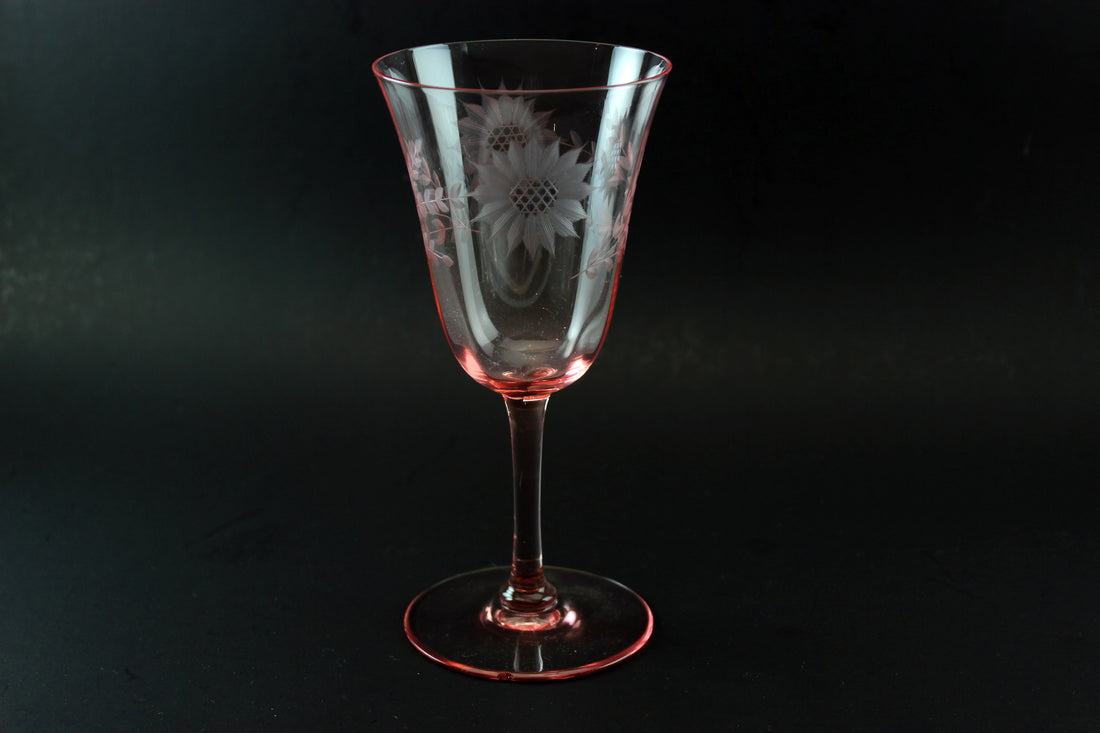 Pink Depression Glass Water Goblet (2) Jubilee