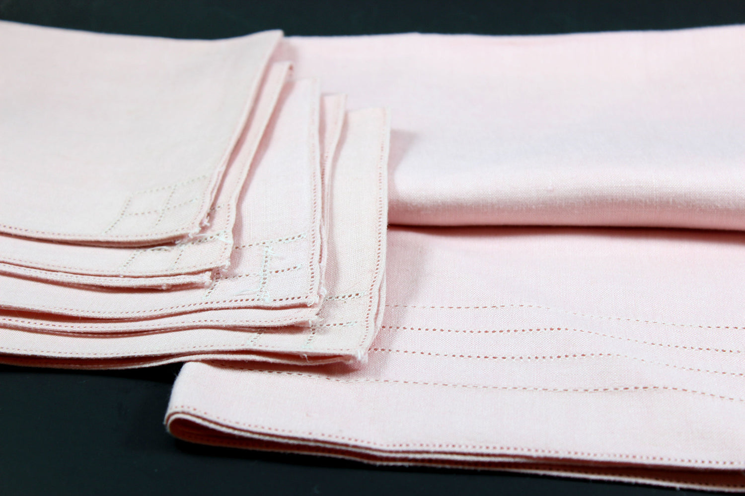 Irish Linen, Pink Bridge Set with Tea Towels