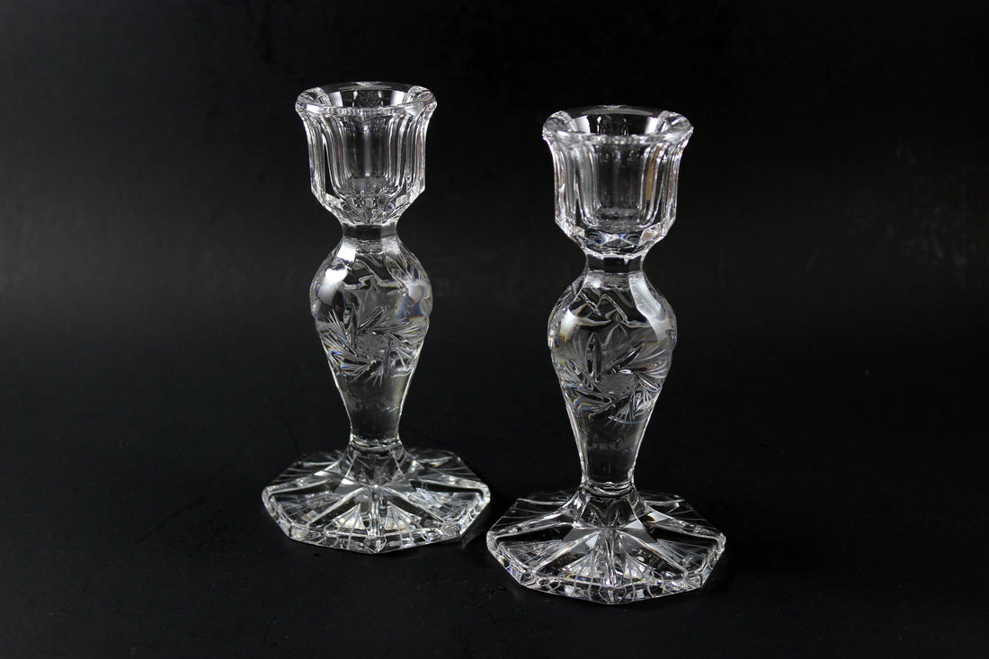 Czech Bohemia Pinwheel Crystal-Candlesticks